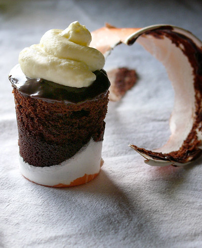 chocolate-coffee cupcake with mocha ganache and mascarpone cream