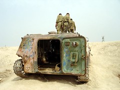 Soldiers on tank
