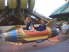 Mum and Ali enjoy a rocket ride