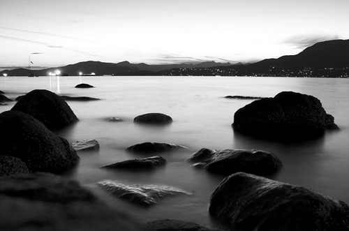 Rocks, Bay at Twilight by squarewithin