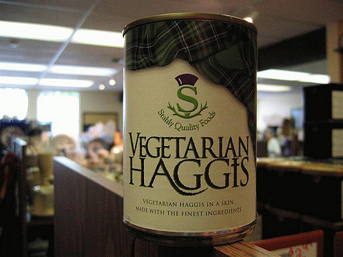 Veggie Haggis?! Not tonight...get over to Brouwers for their Great Scots! night for good Scottish beers and some real Haggis.
