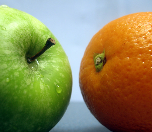 Two fruits discussing the illusion of Duality