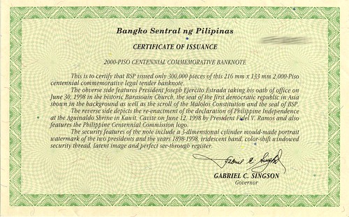 2k peso bill - Certificate by nargalzius.