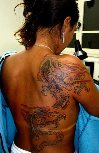dragon tattoo back. ,Dragon Tattoo Backpiece