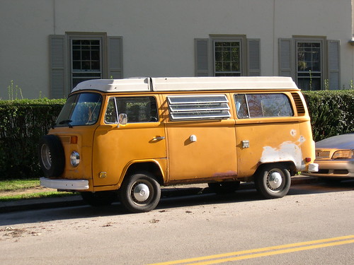 Orange VW Bus Camper