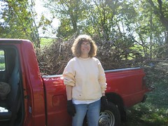 Stephanie, with a large load of tree branches