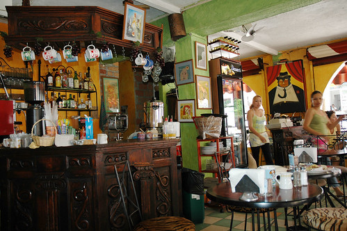 Art Cafe Waitresses & Bar - Puerto Vallarta, the old section, cafe on zona romantica Puerto Vallarta, Jalisco state, Mexico by Wonderlane