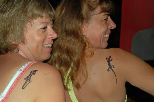 Anna & Sula with lizard tattoos 