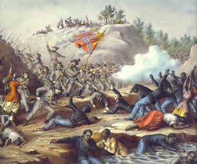 Illustration Depicting the Fort Pillow Massacre in Southwest Tennessee During 1864 Where Black Union Soldiers, Refugees and White Officers Were Slaughtered on the Orders of Confederate General Nathan Bedford Forrest by panafnewswire.