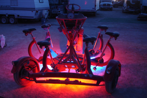 Slovenly Pete and his glowing conference bike