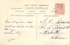 french calligraphy on old postcard