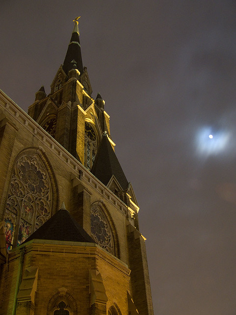 Saint Francis de Sales Oratory, in Saint Louis, Missouri - exterior at night