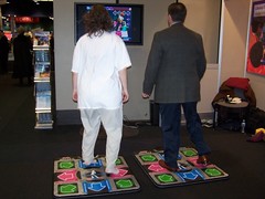 Librarians at the 2007 ALA play Dance Dance Revolution