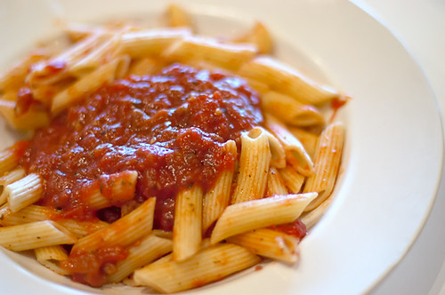 Penne Pasta with Meat Sauce by disneymike.