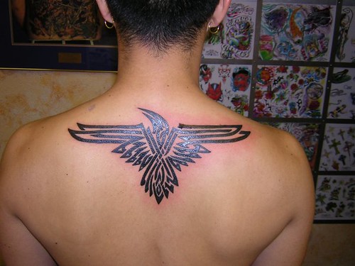 Tribal Raven Tattoo! yeah he's getting ink done.