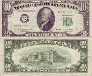 Ten-dollar bill obverse/reverse