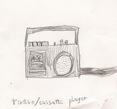 radio:cassette drawing from my primary school days