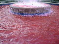 Red fountain water