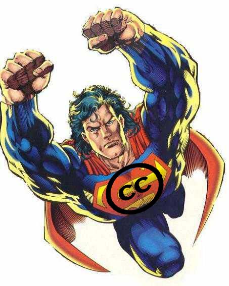 Superman con el logotipo de Creative Commons