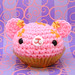 Amigurumi Pink cupcake with orange flowers