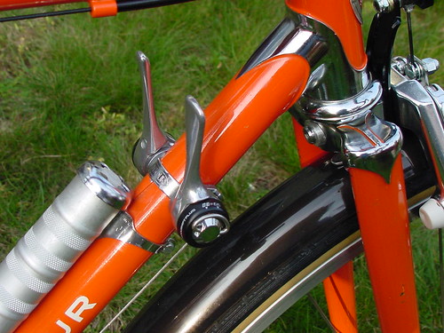 Lugs and downtube shifters.