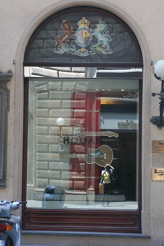 Electric guitar and reflections, Florence window