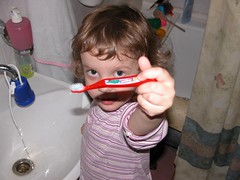 Deena & the new toothbrush