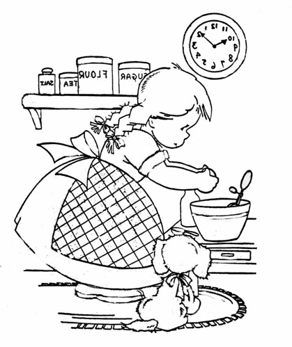 Cooking girl Coloring Book by 'Playingwithbrushes'.