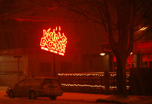 snowing  at the wingdome, Greenwood/Phinney Ridge, Seattle