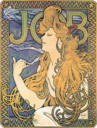 Alphonse Mucha, Papier a Cigarettes Job ad, 1896 a