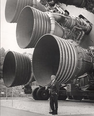 Dr. von Braun Standing by Five F-1 Engines at Flickr.com