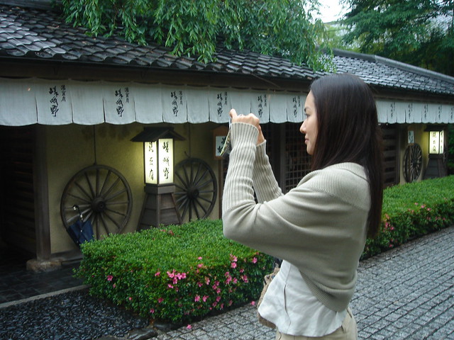 Mizuka taking pictures for her blog