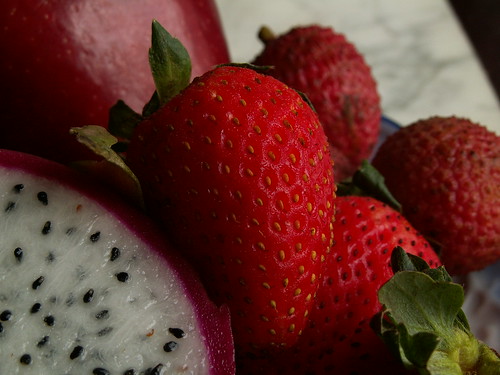 strawberry and dragon fruit