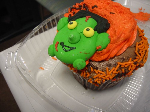 Orange Icing, Frankenstein Cupcake by ilovemods.