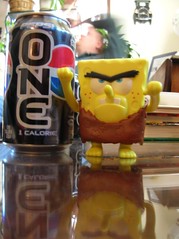 Neanderthal SpongeBob flies into a fit of rage because there are no Coke products in the house.