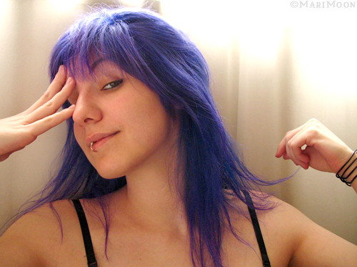 hair with purple. new purple hair! I like it.