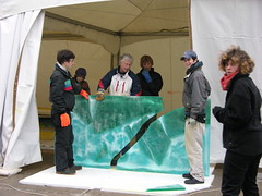 ice painting at door to tent
