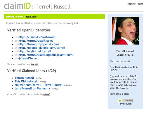 Terrell's verified ClaimID