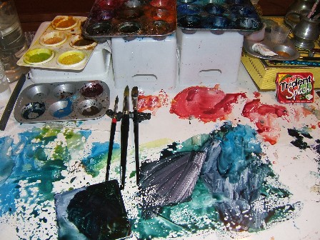 Palette watercolor table