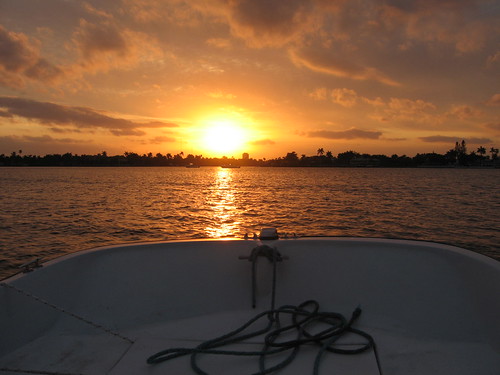 sunset off the boat
