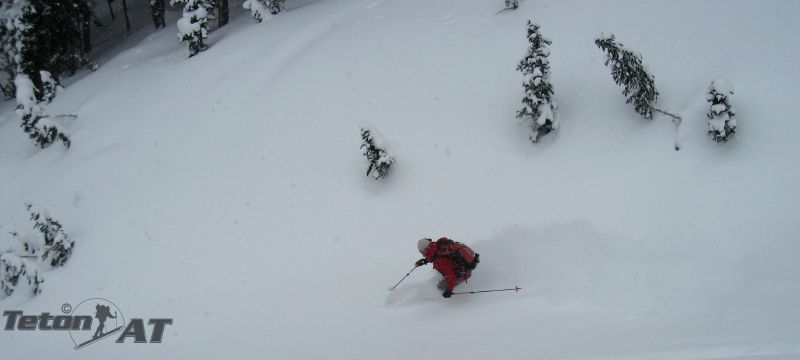 Reed skis the gully on Olive Oil