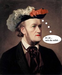Wagner vestido de mujer, con sombrero francés