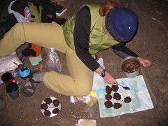 Amanda spreading out cookies