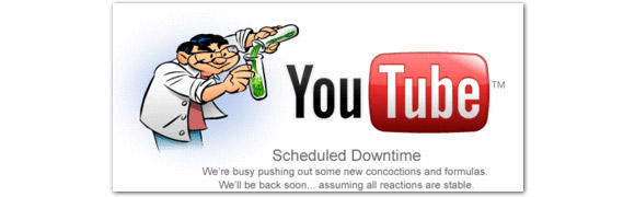 YouTube maintenance message