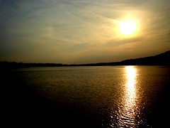 sunset on lake keystone