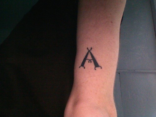 (Alpha) and (Omega). tattoos.