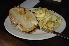 Pastrami with Swiss cheese on Rye