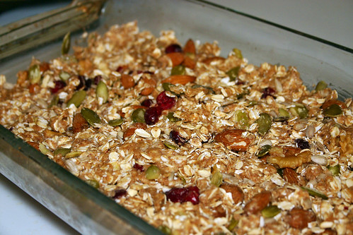 Chewy Granola Bar Ingredients, before cutting