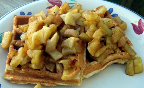 buttermilk waffle recipe. Sunday Morning Buttermilk Waffles With Cooked Apples (Recipe Included)