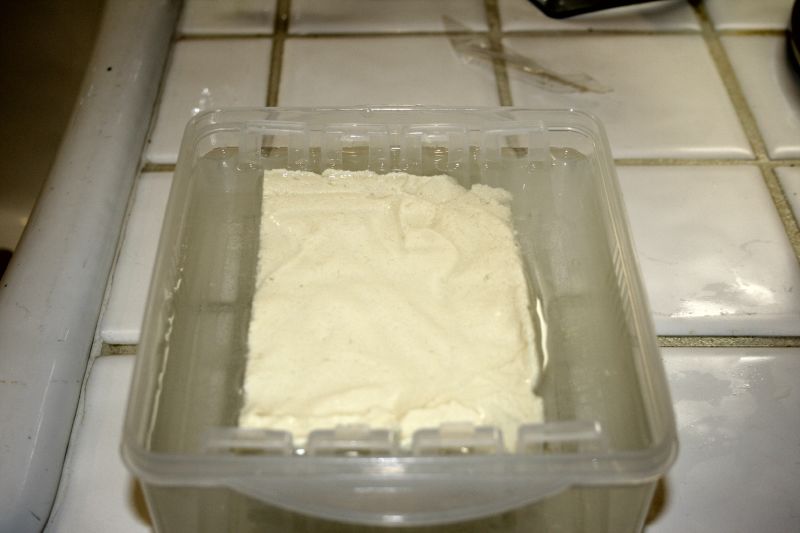 Storing half the homemade tofu